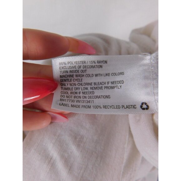 Lace Up Tassel Crochet Peasant Shirt Womens Large White Tunic Boho - Picture 11 of 11